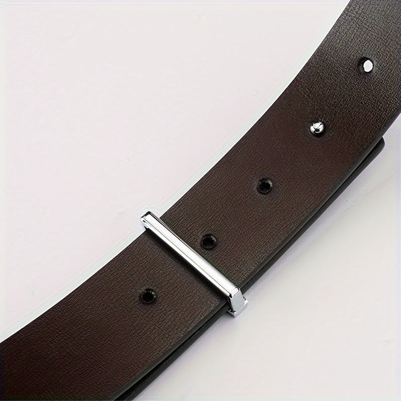 Jack Marc Leather Belt Alloy Pin Buckle