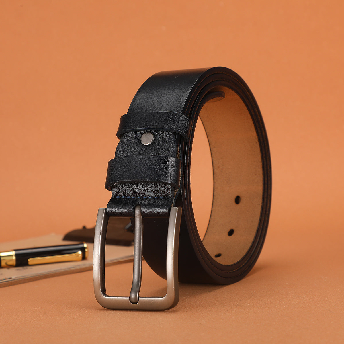 Genuine Leather Large Pin Buckle Belts for Men