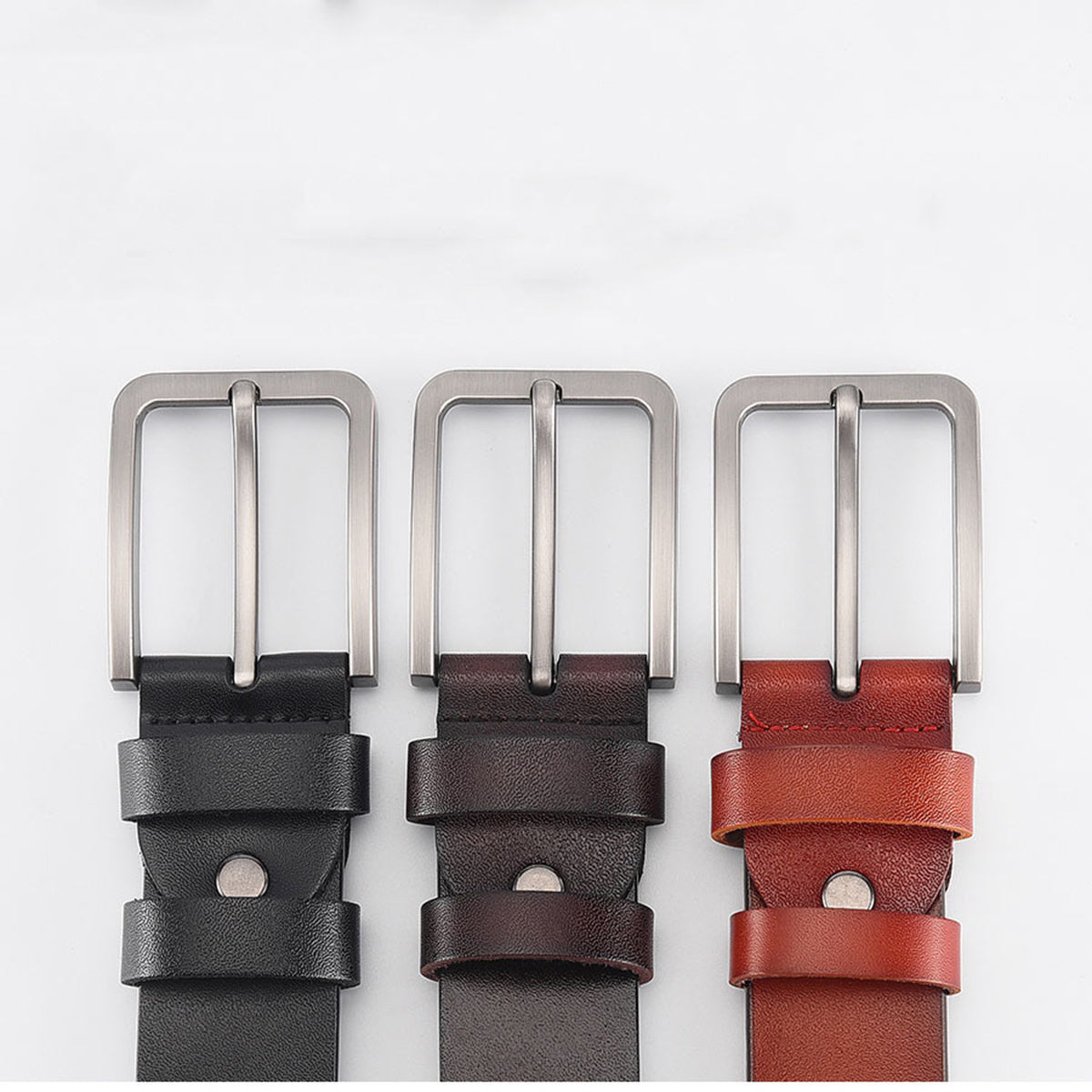 Genuine Leather Large Pin Buckle Belts for Men