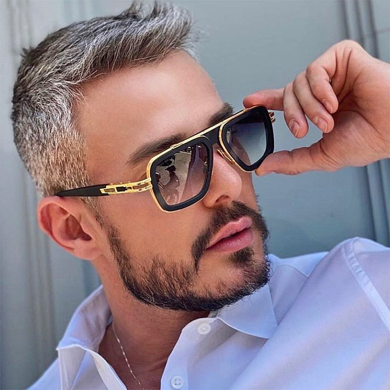 Luxury Men Brand Sunglasses Vintage Oversize Squar