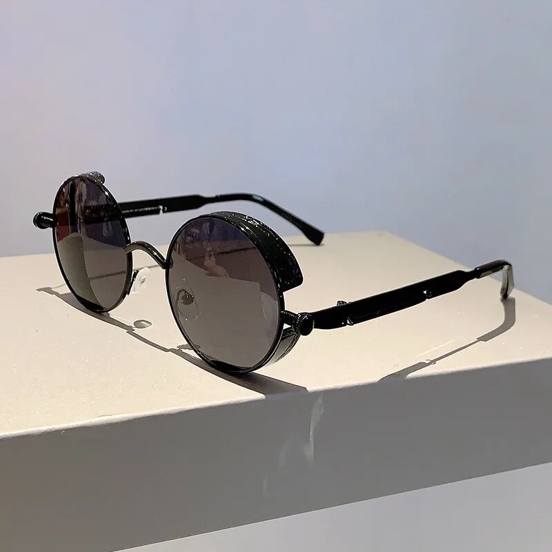 Jack Marc Steampunk Round Vintage Sunglasses
