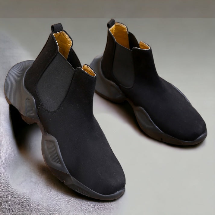 Jack Marc Fashion Black Newest Casual Suede Chelsea Boots for Men