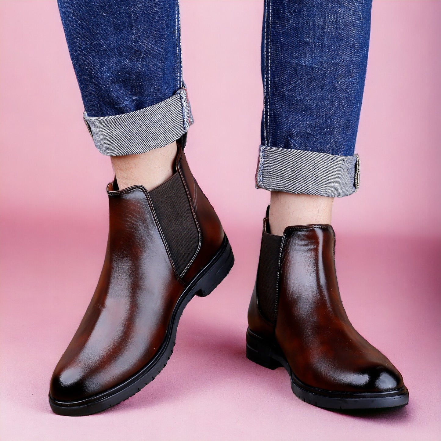 Jack Marc Brown Slip-on Ankle Stylish Boots