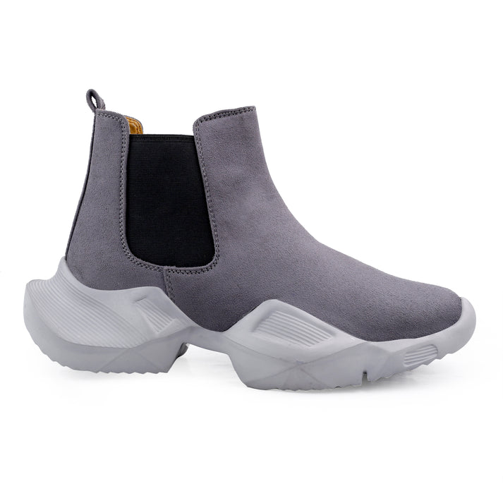Jack Marc Fashion Newest Grey Casual Suede Chelsea Boots for Men