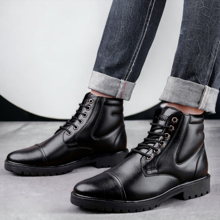 Jack Marc Fashion Black Lace-up Ankle Stylish Boots for Men