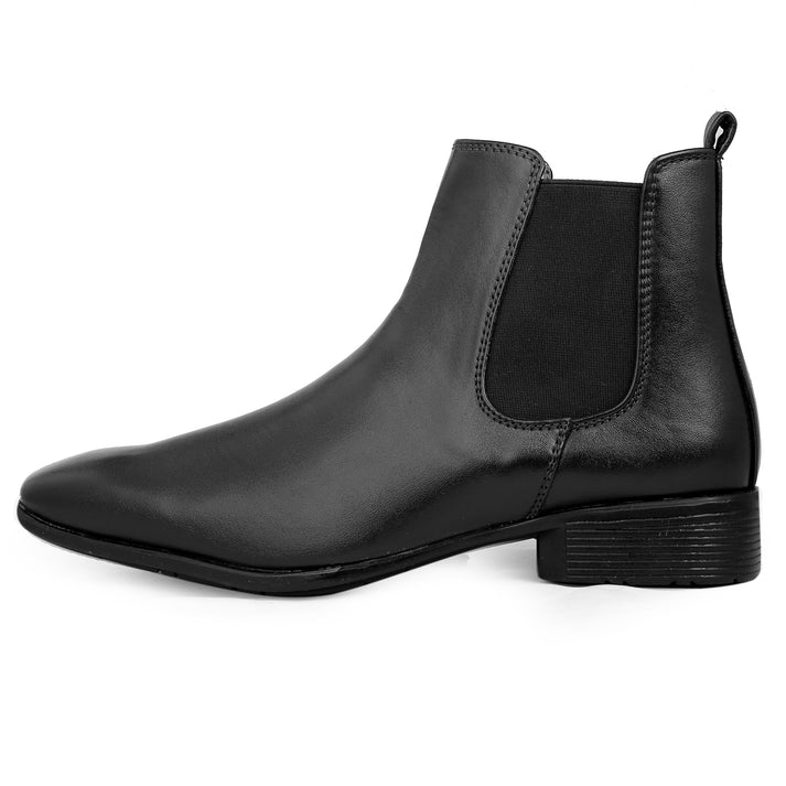 Jack Marc Men's Vegan Leather Black Chelsea Boots For All Seasons