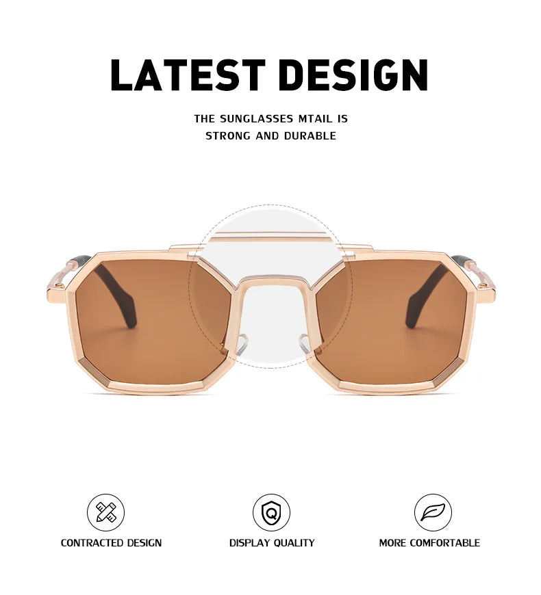 New Polygon Steam Punk Double Bridge Sunglasses - JACKMARC.COM