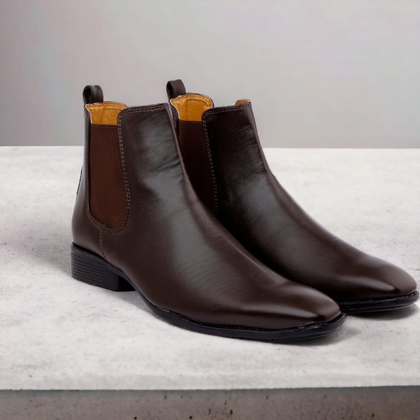 Jack Marc Men's Stylish Brown Formal and Casual Wear British Chelsea Ankle Boots
