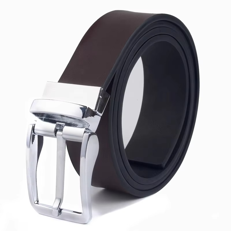 Men's Double-Sided Genuine Black Brown Leather Belt