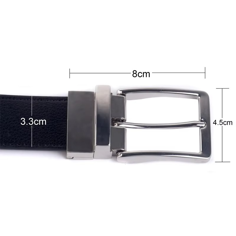 Men's Double-Sided Genuine Black Brown Leather Belt