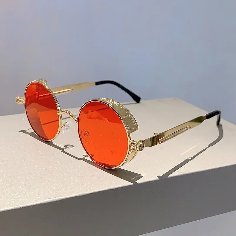 Jack Marc Steampunk Round Vintage Sunglasses
