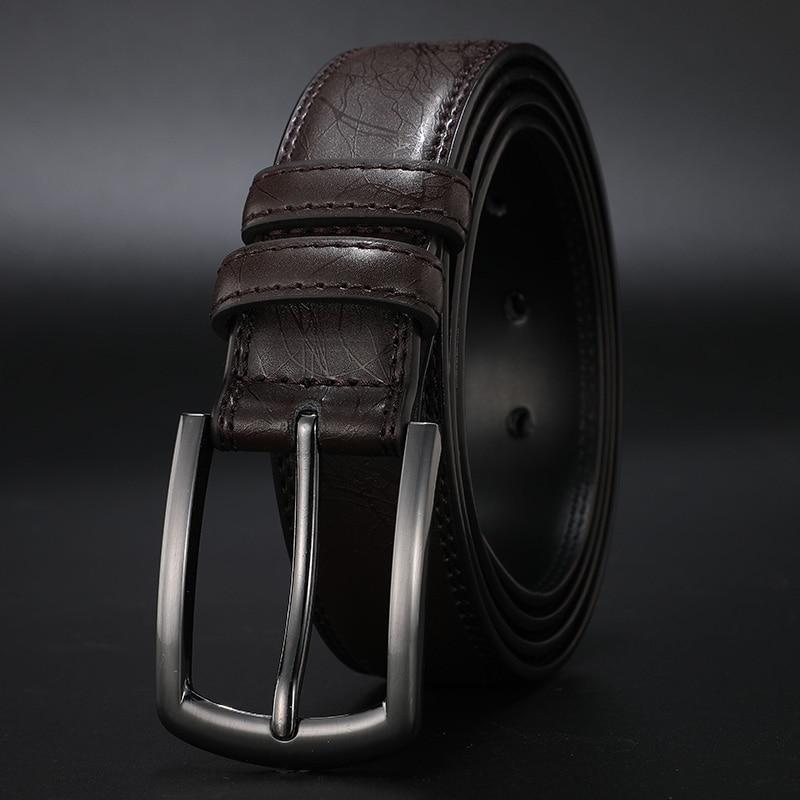 U+N Pin Buckle Formal Wear Mens Black Leather Belt