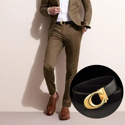 Buy Designer C Buckle Full Grain Leather Belt For Men-Jackmarc.com - JACKMARC.COM
