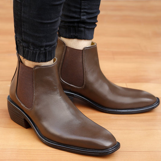 Buy New European Style Brown High Ankle Chelsea Boot For Men - JackMarc - JACKMARC.COM
