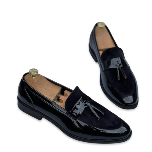 Buy Now Stylish Suede Tassel Patent Moccasins Shoes For Party and Wedding Occasion - JackMarc - JACKMARC.COM