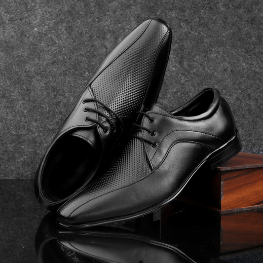 Fashion Designer Black Formal Leather Lace up Shoes For Office And Party Wear - JackMarc - JACKMARC.COM