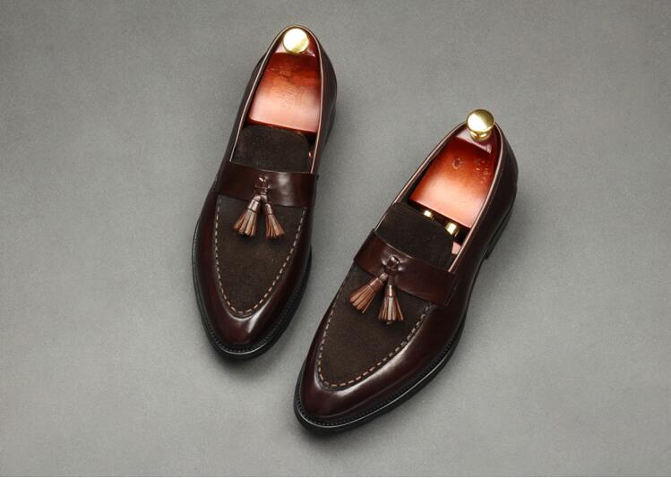 New Arrival Men Brown Suede Shoes Fashion Pointed Business Leisure Leather Slip On Loafer Black-JACKMARC - JACKMARC.COM