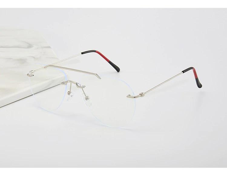 Retro Fashion Rimless Pilot Blue Block Computer Glasses Metal Frames Men Women - JACKMARC.COM