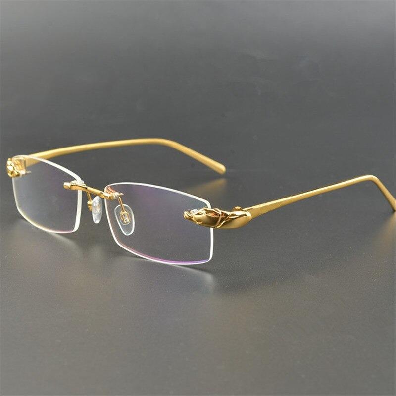 Rimless Titanium Glasses Men Leopard Spectacles for Prescription Eyewear Ultralight - JACKMARC.COM