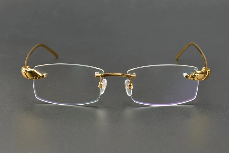 Rimless Titanium Glasses Men Leopard Spectacles for Prescription Eyewear Ultralight - JACKMARC.COM