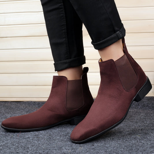 Stylish Suede Chelsea Brown Boot For Men Party And Casual Wear -JackMarc - JACKMARC.COM