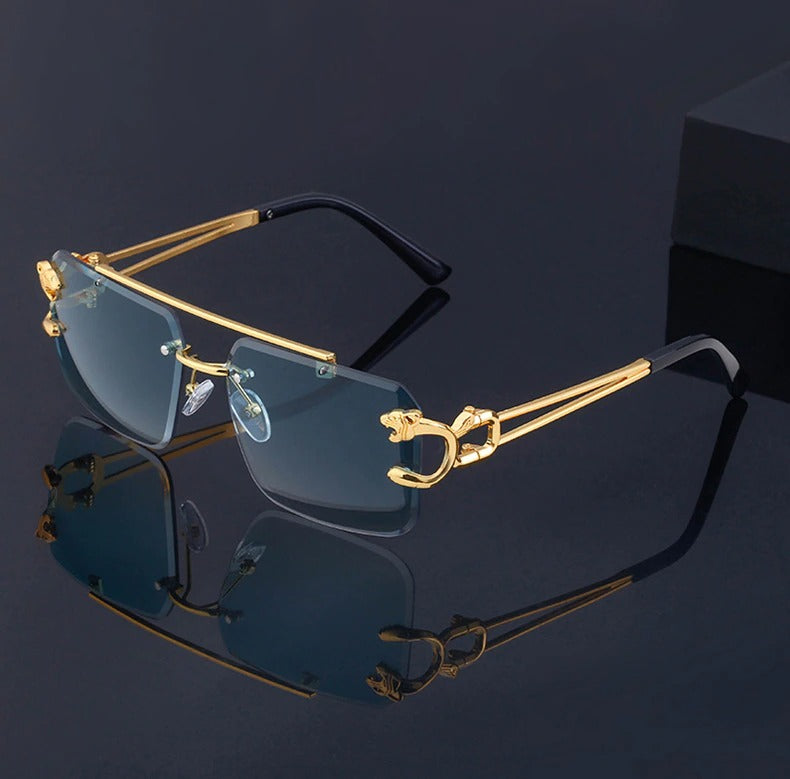 New Retro Rimless Sunglasses For Men Steampunk Sunglasses-JM