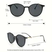 Unisex Oval Black Sunglasses