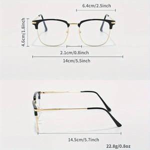 Square Semi-Metal Frame Blue Light Blocking Glasses