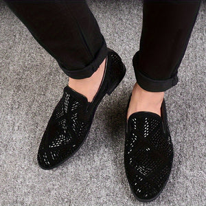 Men's Elegant Slip-On Loafers with Rhinestone