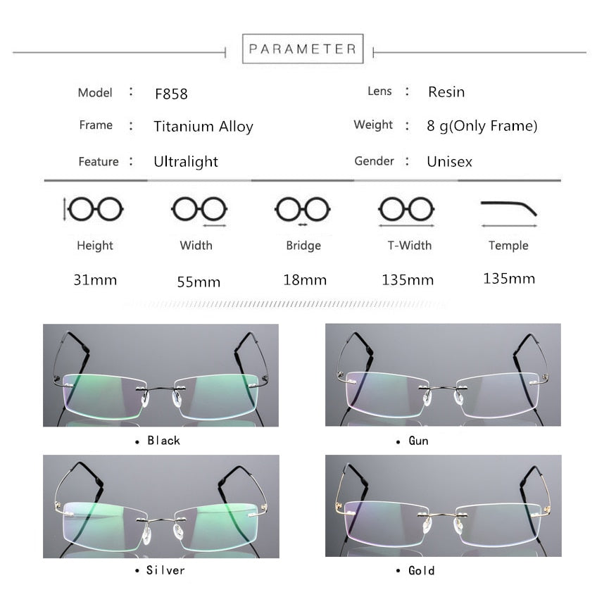 Rimless Titanium Eyeglasses