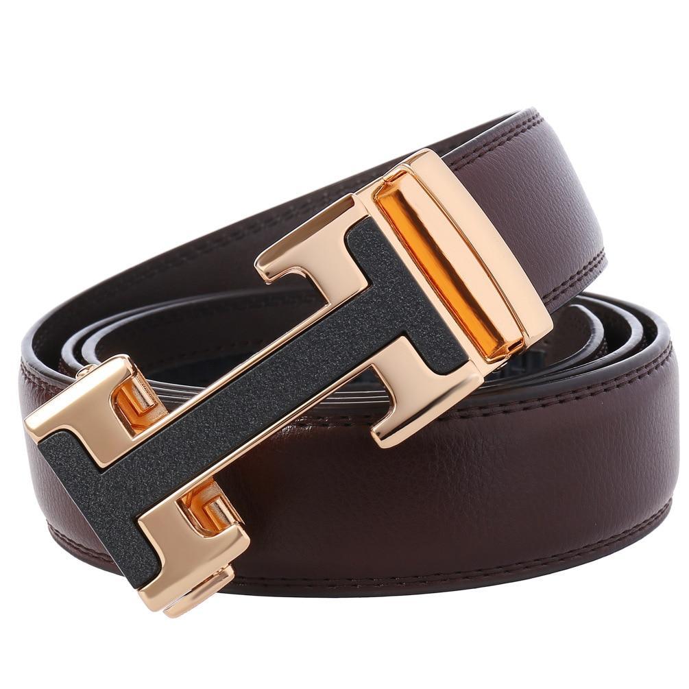 Jack marc luxury design auto buckle genuine leather belt for men