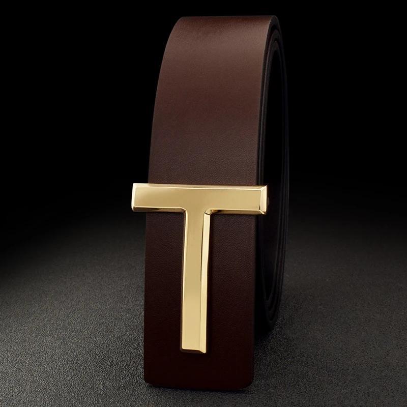 Men's Smooth Buckle Adjustable Leather Business Casual Belt