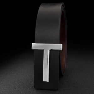 Men's Smooth Buckle Adjustable Leather Business Casual Belt