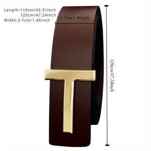 Men's Smooth Buckle Adjustable Leather Business Casual Belt