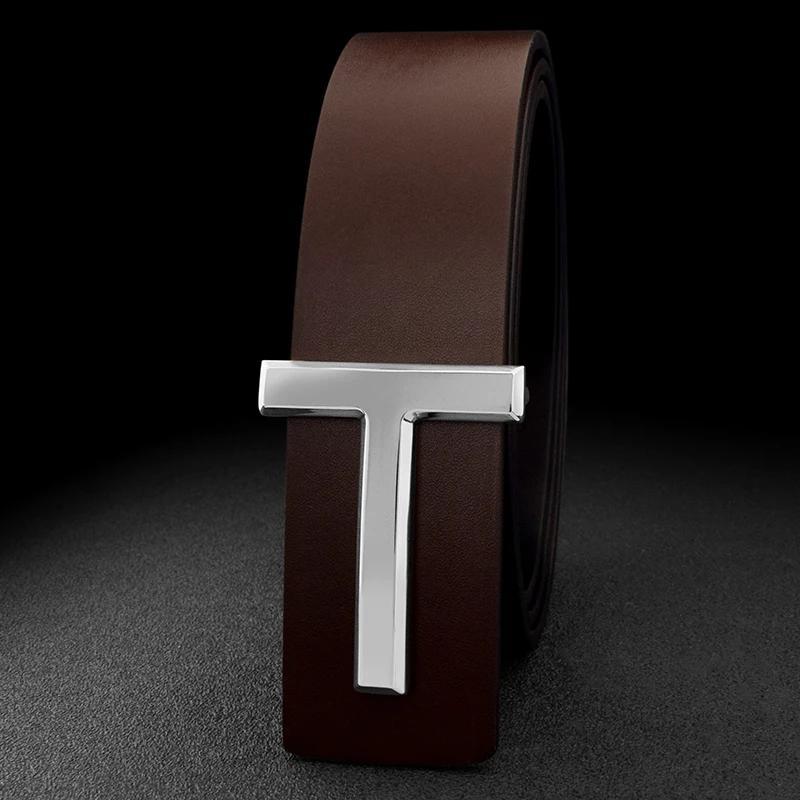 Men's Smooth Buckle Adjustable Leather Business Casual Belt