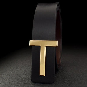 Men's Smooth Buckle Adjustable Leather Business Casual Belt