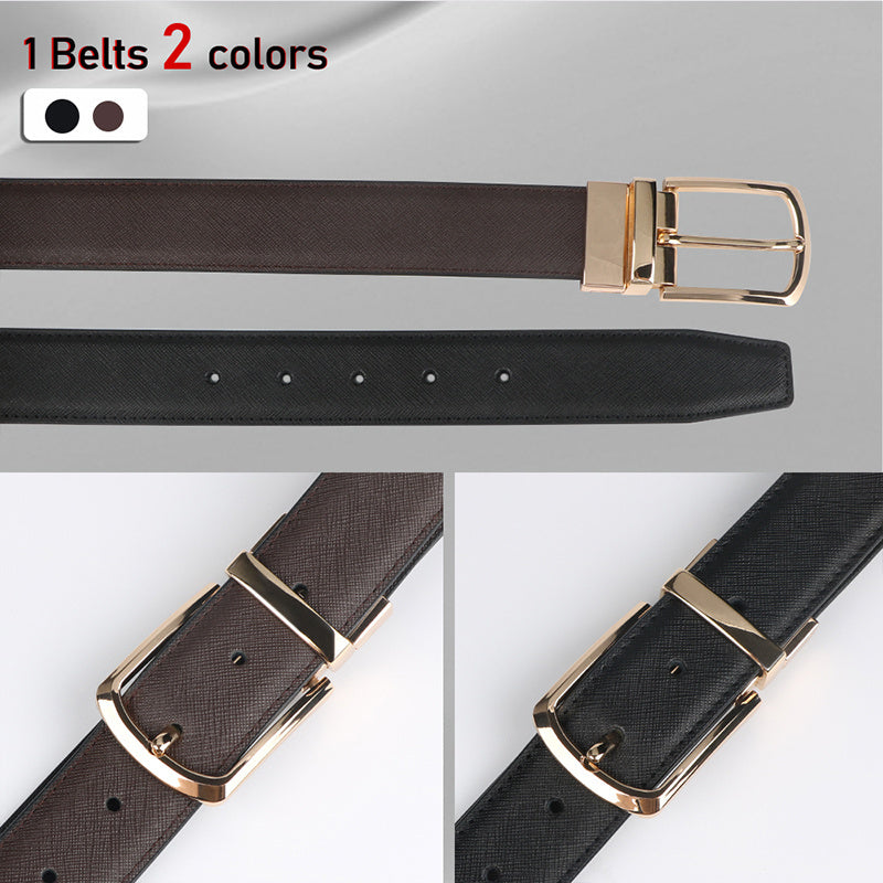 Men’s Business Genuine Leather Belt Rotating Pin Buckle