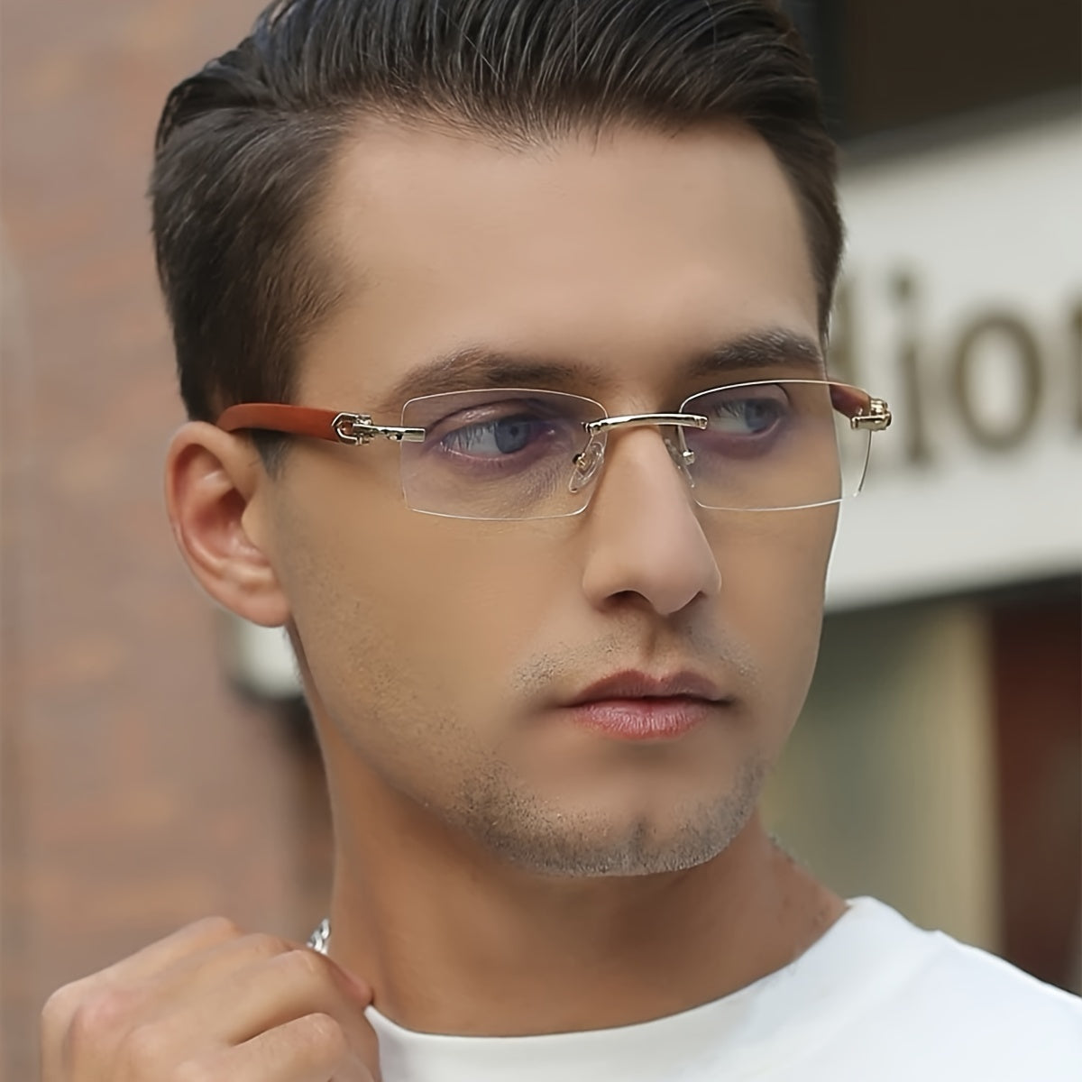 Vintage Rimless Non-Prescription Glasses for Men