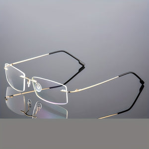 Stylish Stainless Steel Antiblue Rimless Eyeglass Frame Lightweight