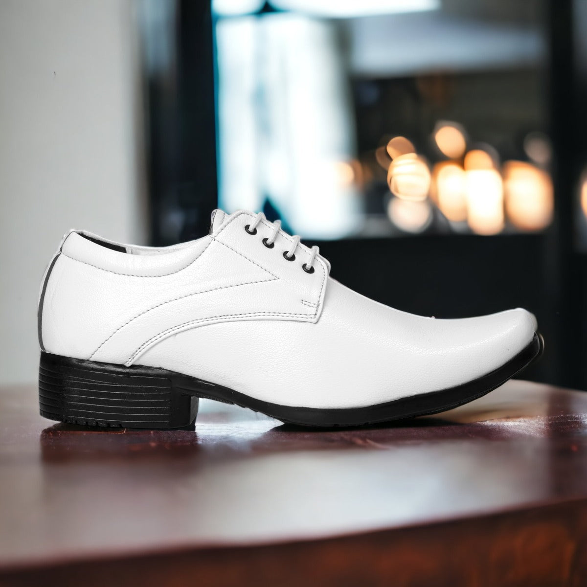 Jack Marc's Formal Derby Lace-Up White Shoes for Men