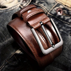 Men's Genuine Leather Pin Buckle Belt Business Jeans Belt