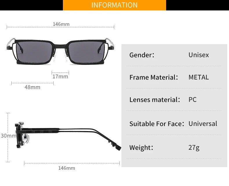 Retro Fashion Small Rectangle Sunglasses for Men and Women - JACKMARC.COM
