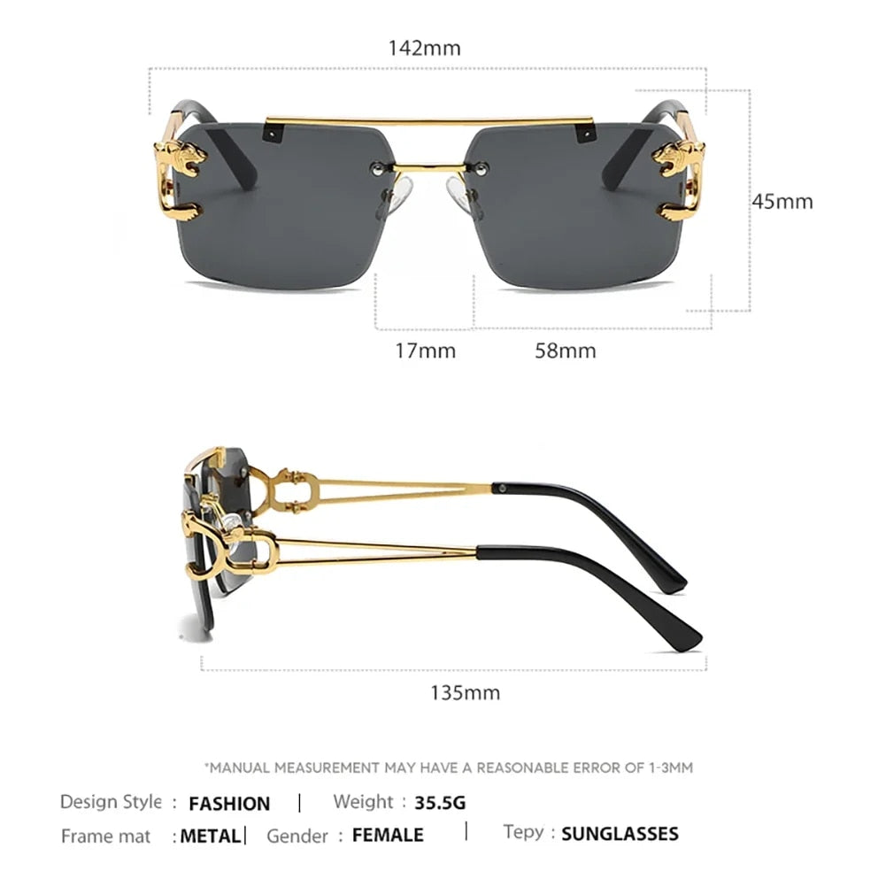 Double Bridge Rimless Sunglasses European Style Fashion Eyewear