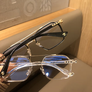 Double Bridge Square Frame Clear Lens Glasses