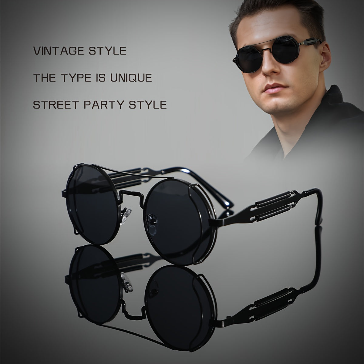 Bold cyberpunk-inspired black sunglass