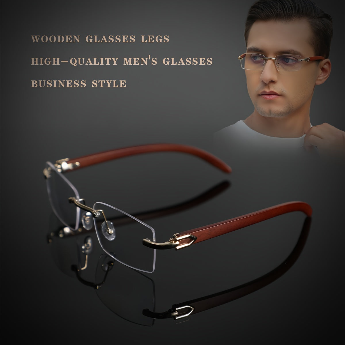 Vintage Rimless Non-Prescription Glasses for Men