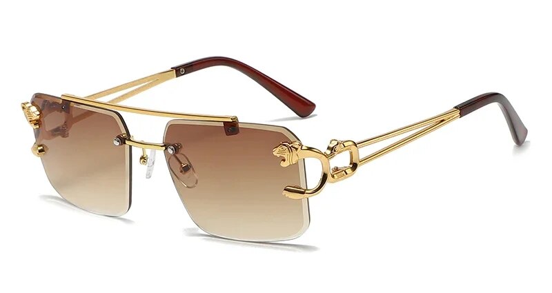 Double Bridge Rimless Sunglasses European Style Fashion Eyewear
