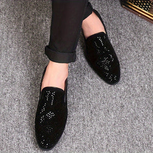 Men's Elegant Slip-On Loafers with Rhinestone