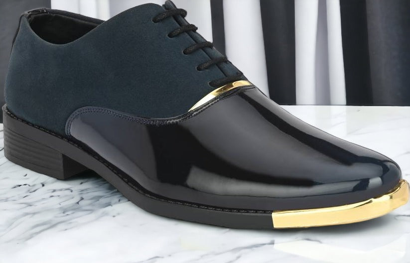 Jack Marc Fashion Black Dress Shoes For Men Lace up Party & Casual Wear