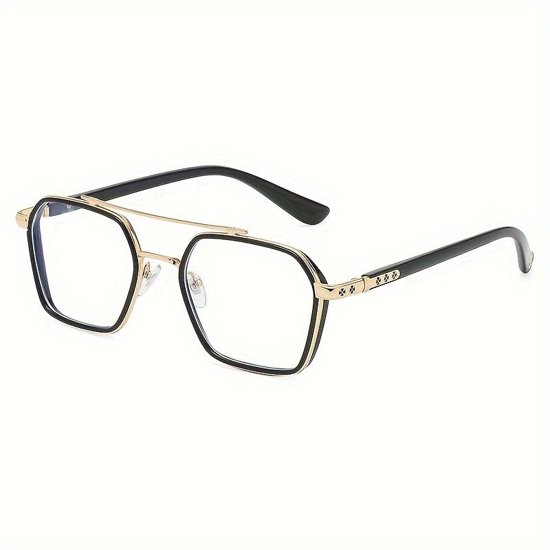 Double Bridge Square Frame Clear Lens Glasses